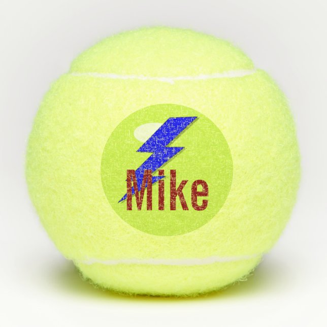 Add Name Custom Lightning Tennis Balls Set of 3 (Front)