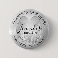 Add Name Custom Memorial Silver Heart Button