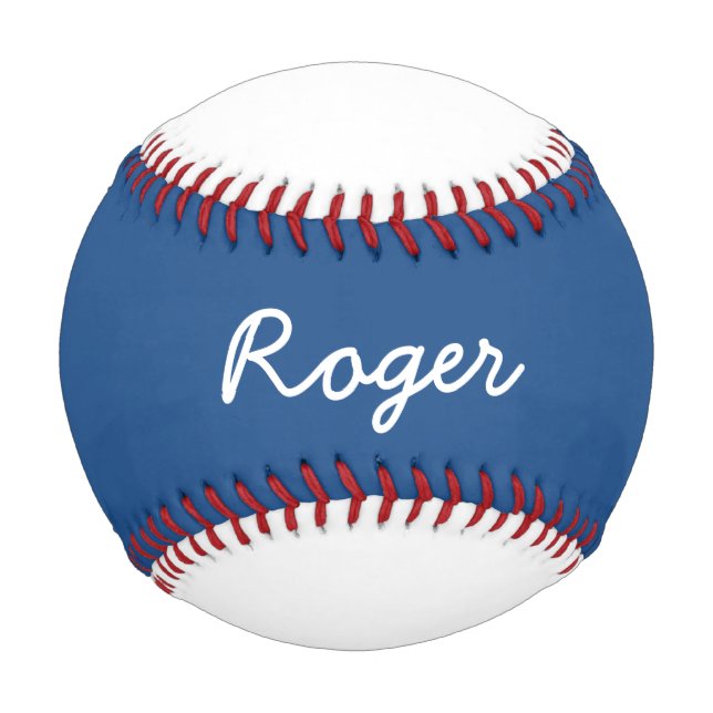 Add Name Custom White and Blue Baseball (Front)
