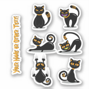 Add Name, Cute Black & Orange Cats Sticker