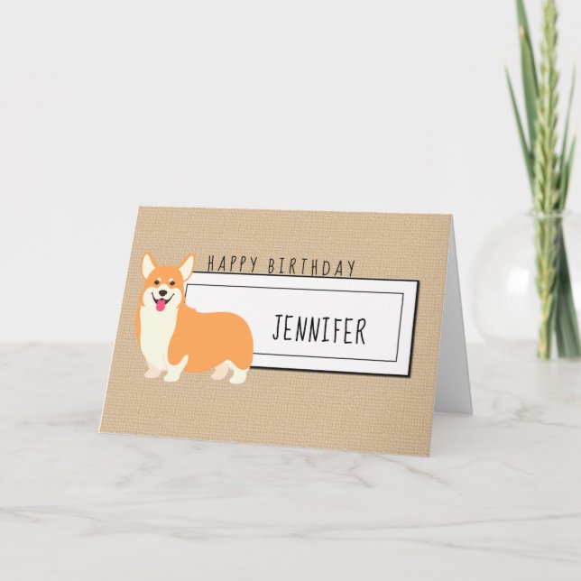 Add Name | Cute Corgi Birthday Card (Front)