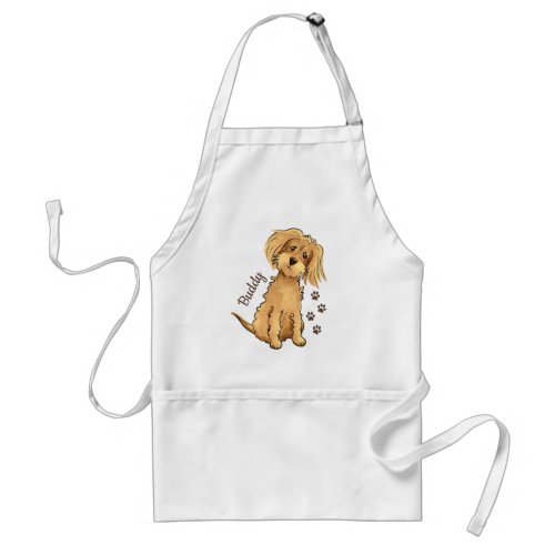 Add Name Cute Fluffy Brown Dog  Adult Apron