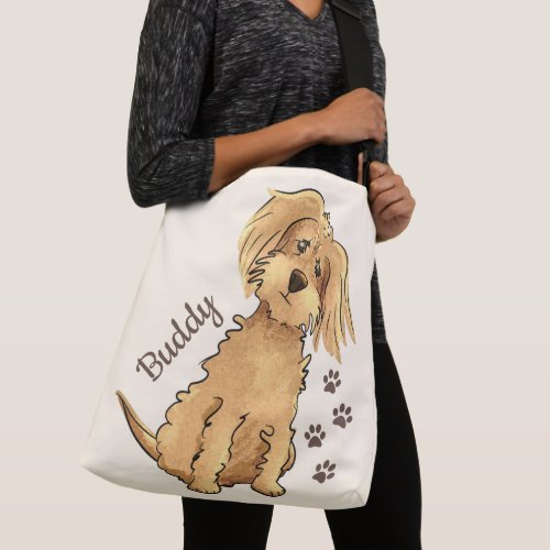 Add Name Cute Fluffy Brown Dog Crossbody Bag