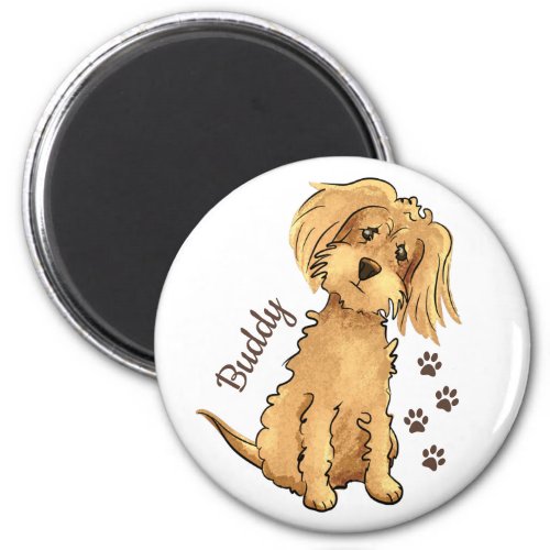 Add Name Cute Fluffy Brown Dog Magnet