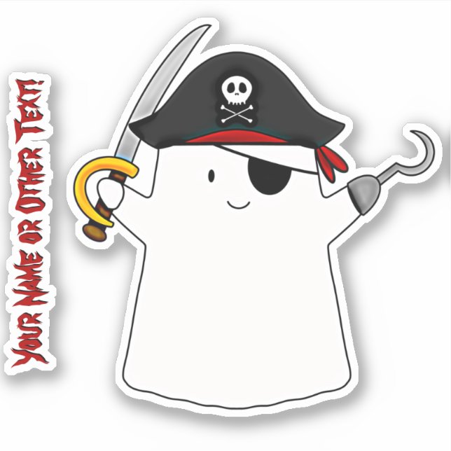 Add Name Cute Ghost Pirate Costume Disguise Sword  Sticker (Front)