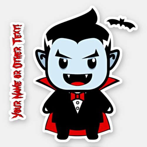 Add Name Cute Halloween Vampire Black Red Blue Sticker