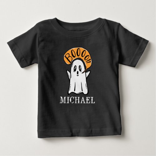 Add Name  Cute Scary Boo Ghost Baby T_Shirt