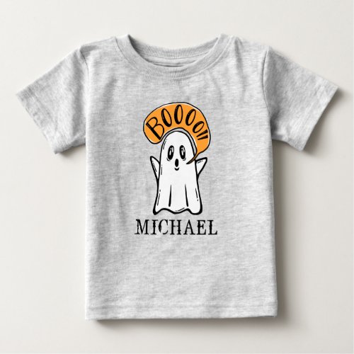 Add Name  Cute Scary Boo Ghost Baby T_Shirt