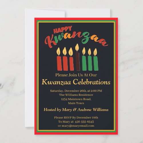 Add Name Date Details Happy Kwanzaa Candles Party Invitation