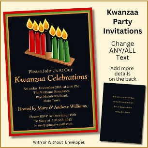 Add Name Date Details Kwanzaa 7 Candles Party Invitation