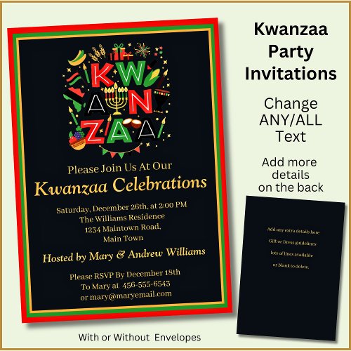 Add Name Date Details  Kwanzaa 7 Candles Party Invitation