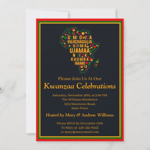 Add Name Date Details  Kwanzaa 7 Principles Party  Invitation