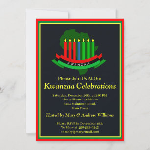 Add Name Date Details Kwanzaa Candles Africa Party Invitation