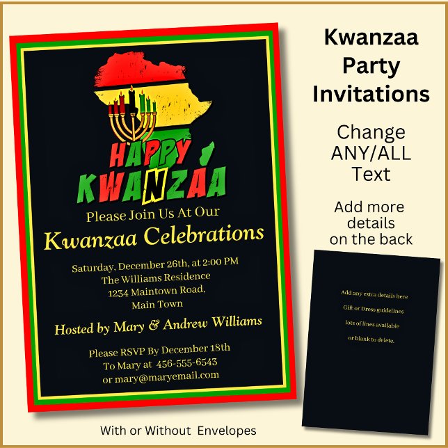 Add Name Date Details Kwanzaa Candles Africa Party Invitation (Creator Uploaded)