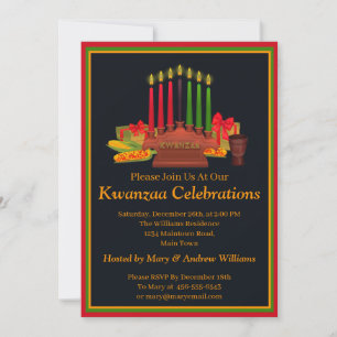 Add Name Date Details Kwanzaa Candles Feast Party Invitation
