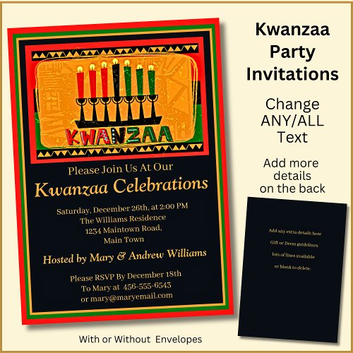 Add Name Date Details Kwanzaa Candles Party Invitation