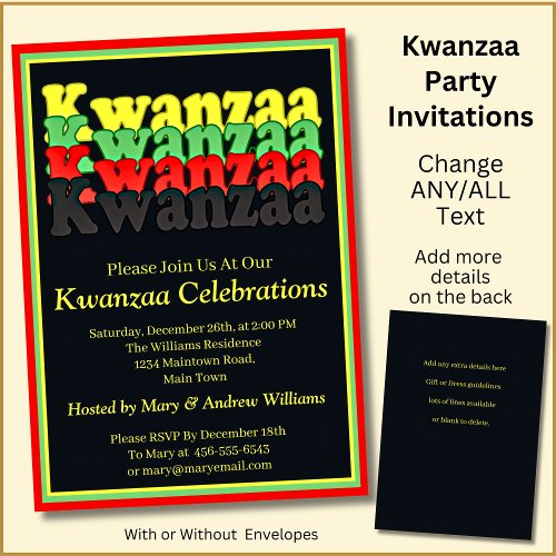 Add Name Date Details Kwanzaa Party Invitation