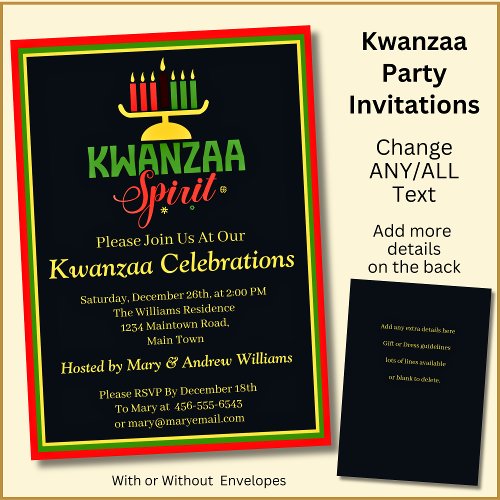 Add Name Date Details Kwanzaa Spirit Candles Party Invitation