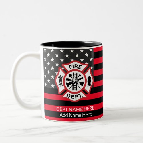 Add Name Dept Firefighter Fireman Two_Tone Coffee Mug