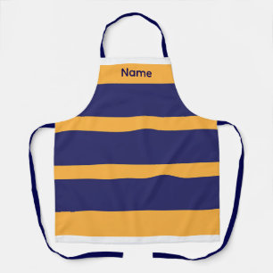 Add Name Dk Blue + Creme Stripes Kitchen Crafts Apron
