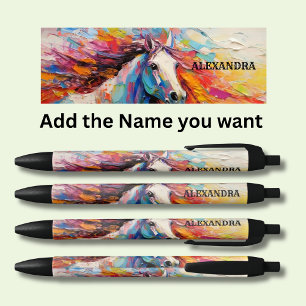 Add Name, Dramatic White Horse Painting Pen