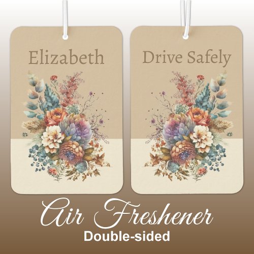 Add name drive safely flowers brown air freshener