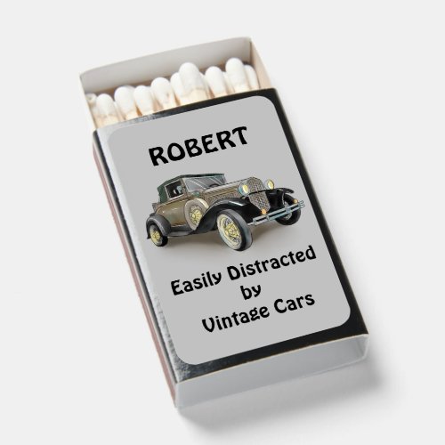 Add Name Easily Distracted By Vintage Cars Funny  Matchboxes