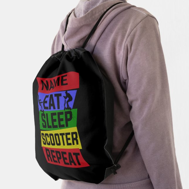 Add Name Eat Sleep Scooter Repeat                  Drawstring Bag (Insitu)