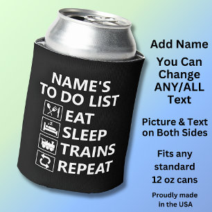 Add Name Eat Sleep Train Repeat Steam Train Can Cooler