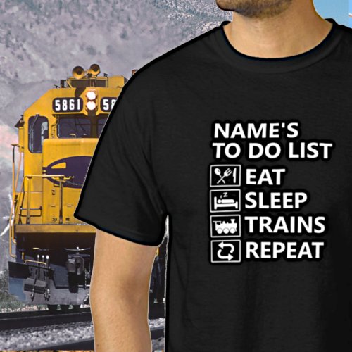 Add Name Eat Sleep Train Repeat Steam Train        T_Shirt