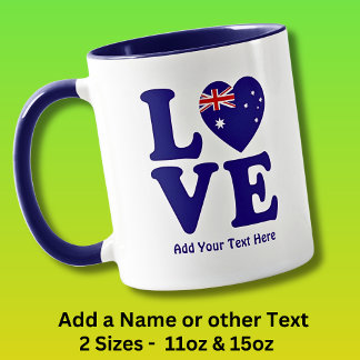 Add Name Edit Text - Blue Love Australian Flag Mug