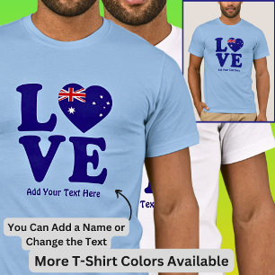 Add Name Edit Text - Blue Love Australian Flag  T-Shirt