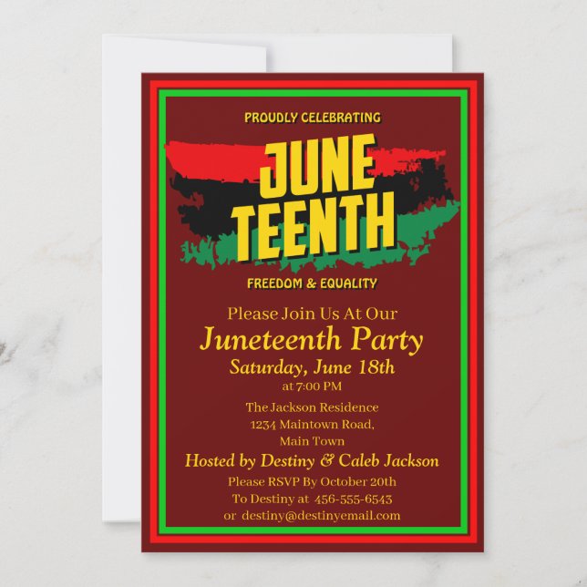 Add Name Edit Text Celebrating Juneteenth Freedom Invitation (Front)