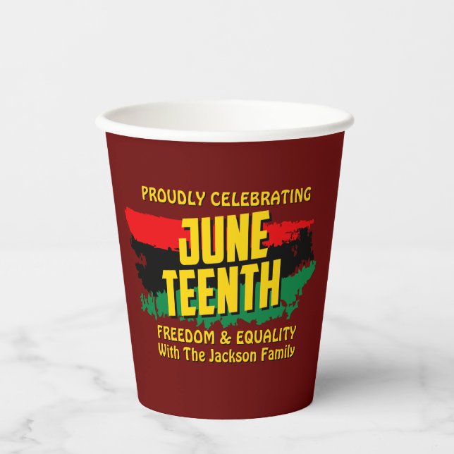Add Name Edit Text Celebrating Juneteenth Freedom  Paper Cups (Front)