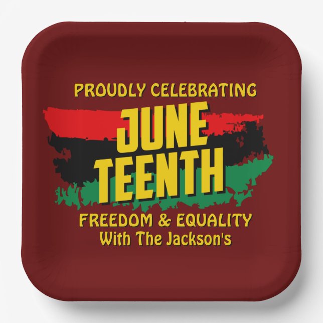 Add Name Edit Text Celebrating Juneteenth Freedom  Paper Plates (Front)