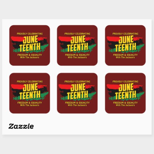 Add Name Edit Text Celebrating Juneteenth Freedom  Square Sticker