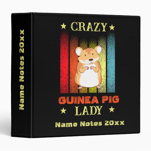 Add Name Edit Text Crazy Guinea Pig Lady   3 Ring Binder