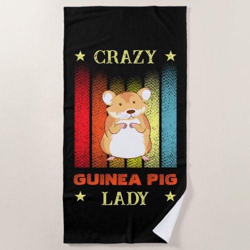 Add Name Edit Text Crazy Guinea Pig Lady Beach Towel