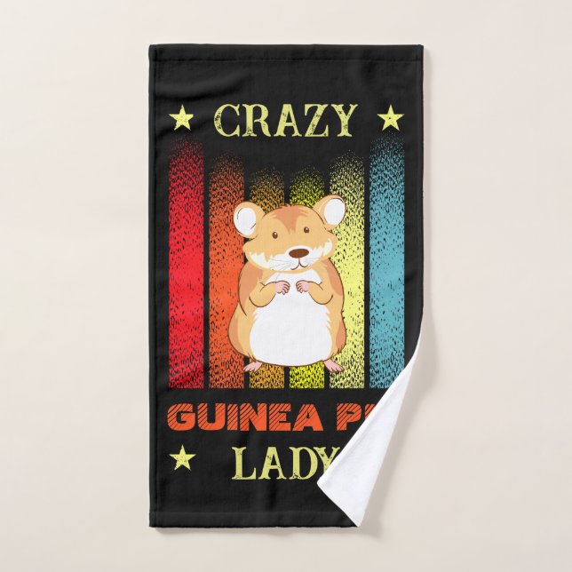 Add Name Edit Text Crazy Guinea Pig Lady Hand Towel (Hand Towel)