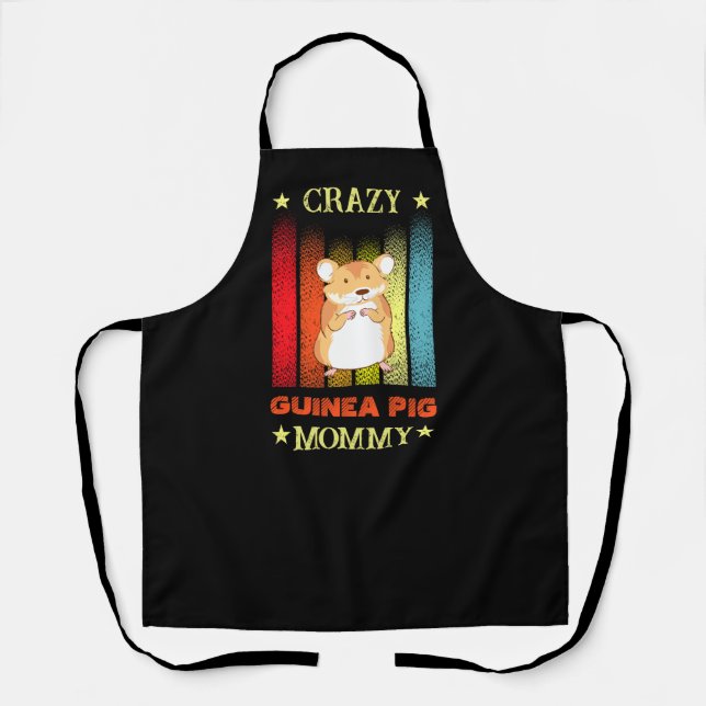 Add Name Edit Text Crazy Guinea Pig Lady Mom Apron (Front)
