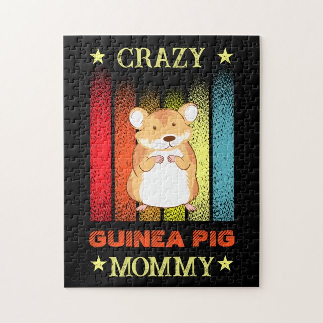 Add Name Edit Text Crazy Guinea Pig Lady Mom  Jigsaw Puzzle (Vertical)