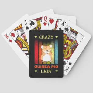 Add Name Edit Text Crazy Guinea Pig Lady Poker Cards