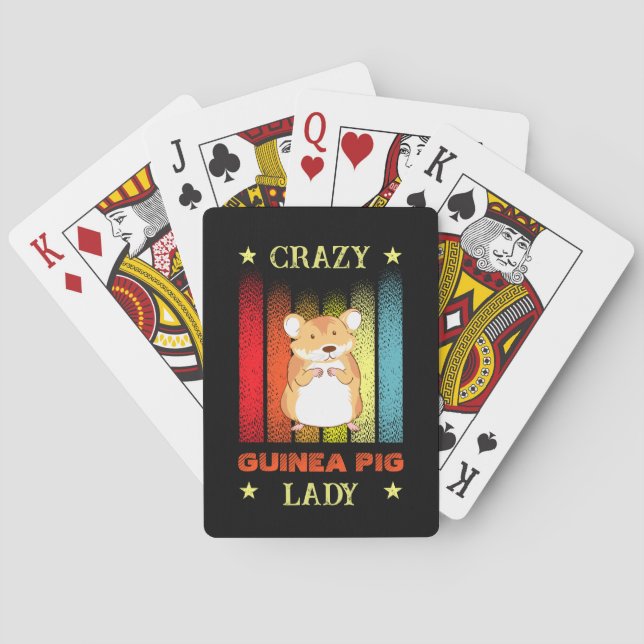 Add Name Edit Text Crazy Guinea Pig Lady Poker Cards (Back)