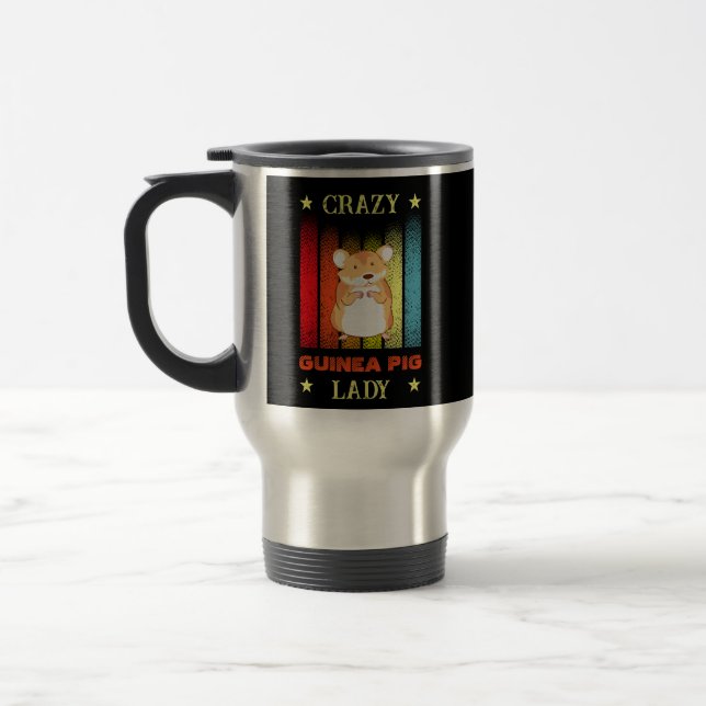 Add Name Edit Text Crazy Guinea Pig Lady Travel Mug (Left)