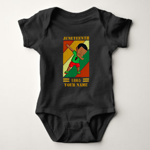 Add Name Edit Text Juneteenth Kid Dabbing Melanin Baby Bodysuit