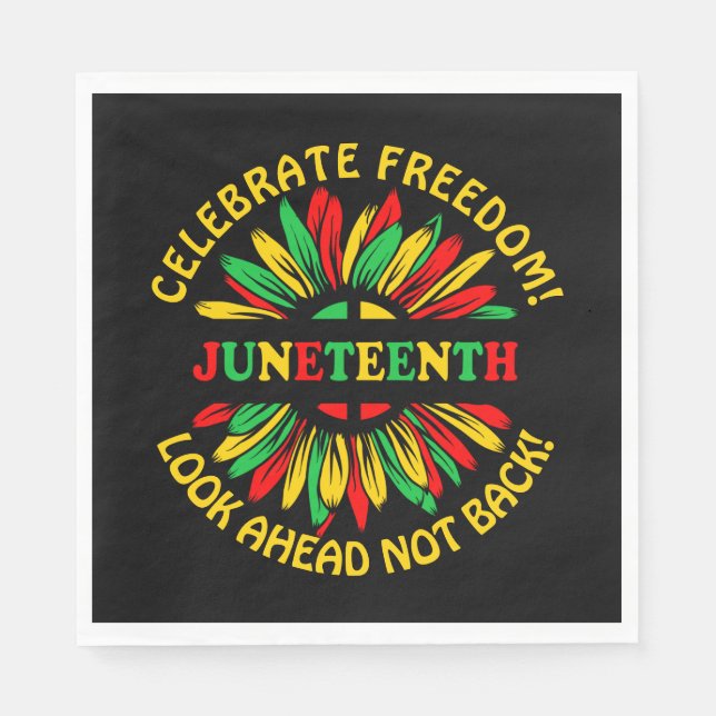Add Name Edit Text Juneteenth Sunflower & Slogans  Napkins (Front)