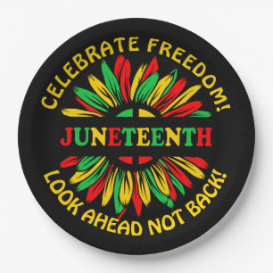 Add Name Edit Text Juneteenth Sunflower & Slogans Paper Plates