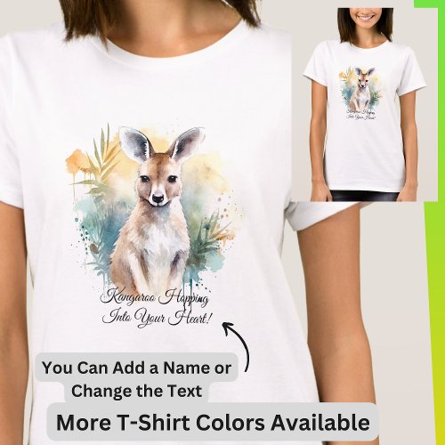Add Name Edit Text _ Kangaroo Watercolour Painting T_Shirt