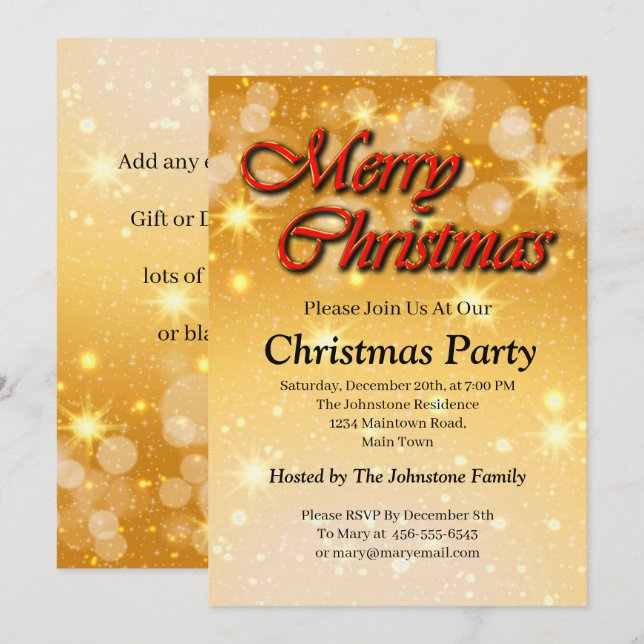Add Name Edit Text Matching Christmas Invitation (Front/Back)