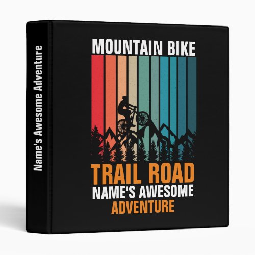 Add Name Edit Text Mountain Bike Trail Adventure   3 Ring Binder
